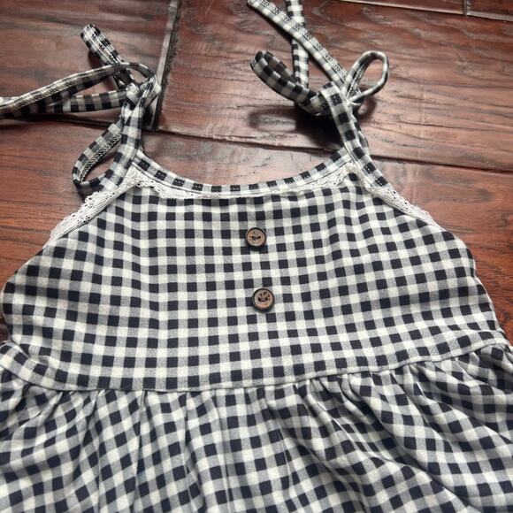Jane + Jo dress 3T House Dress Black Gingham Super Soft Tie Shoulders Hem READ - Picture 2 of 8